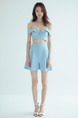 Women's Sky Blue Top and Skirt