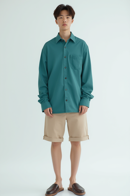 Men's Asian Style Teal T-Shirt
